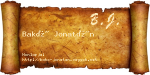 Bakó Jonatán névjegykártya